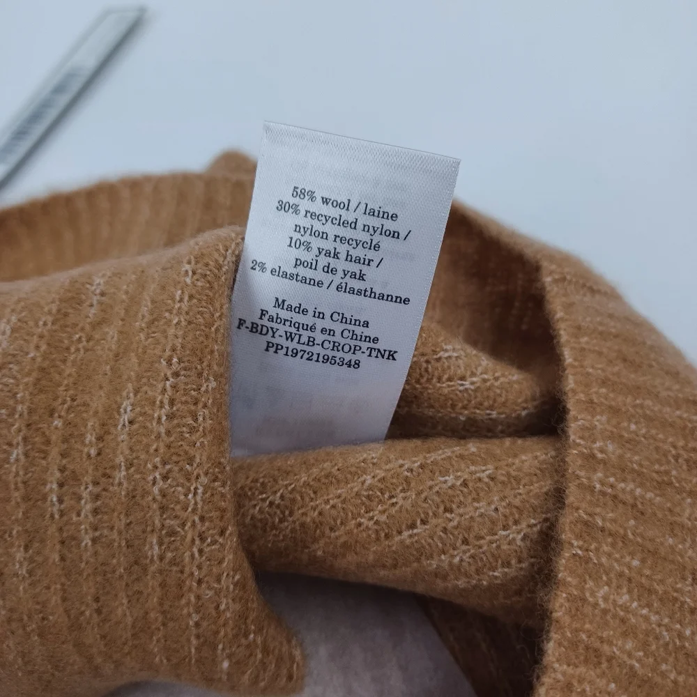 Everlane The Cozy Stretch Crop Tank Size S Women In Caramel  Wool Blend Preppy